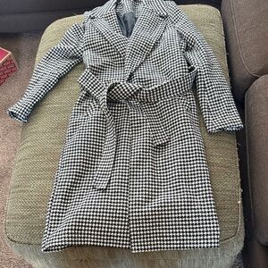 Primark Black and White Houndstooth Trench Coat
